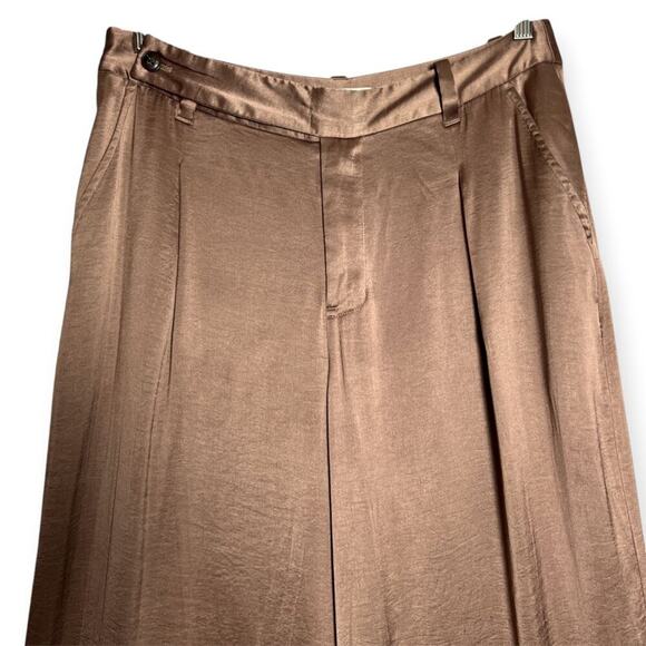Madewell The Harlow High Rise Wide-Leg Pant in Satin Size 12P Petite Ice Mocha - Picture 12 of 15